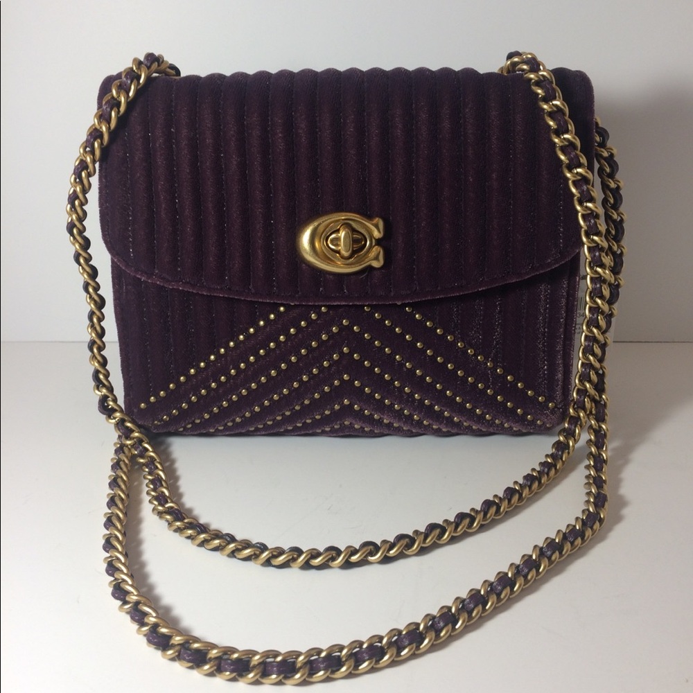 COACH Purple Quilted Velvet Mini Parker Bag - Picture 6 of 6
